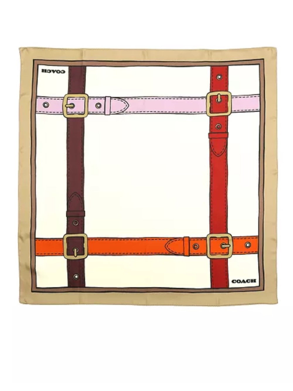 COACH
Women's Trompe L'Oeil Belt Print Silk Square Scarf